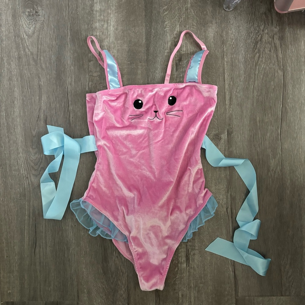 Dolls Kill - Bunny Blues Velvet Bodysuit - NWT